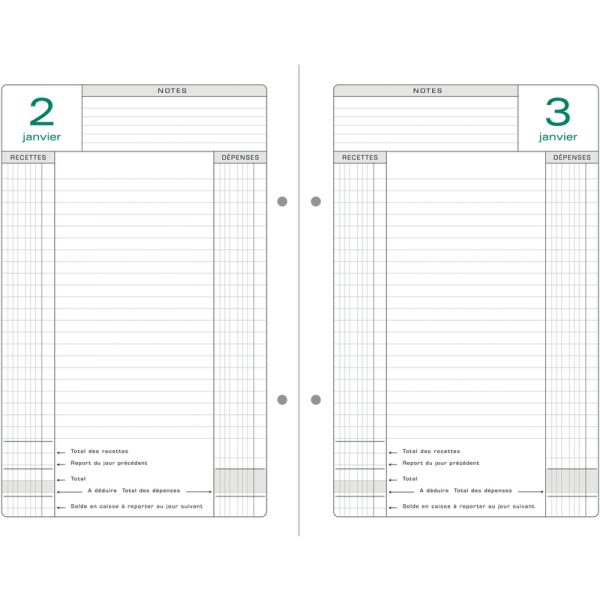 Recharge journalier Exacompta 38978E - Pour agenda perpétuel de caisse - Compatible avec systèmes de gestion