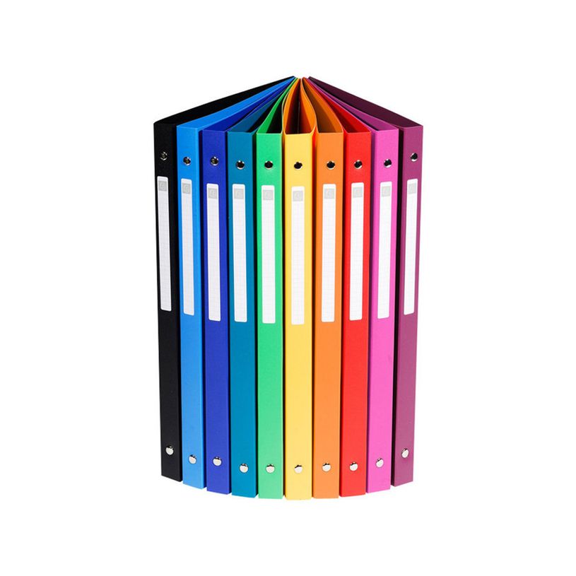 Classeur souple Exacompta réf. 51299E - 4 anneaux ronds 15 mm, format A4, 10 couleurs aléatoires, avec étiquette