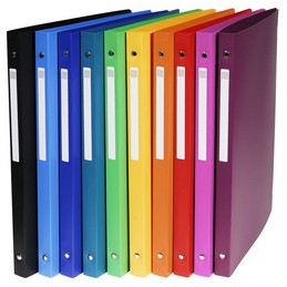Classeur souple Exacompta réf. 51299E - 4 anneaux ronds 15 mm, format A4, 10 couleurs aléatoires, avec étiquette