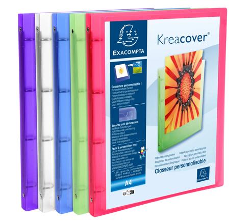 Classeur souple personnalisable Exacompta 51969E - 4 anneaux ronds 15 mm, format A4, 5 couleurs aléatoires