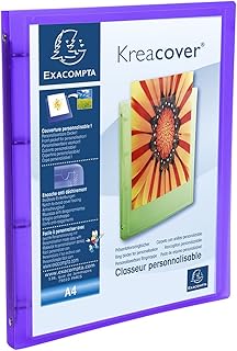 Classeur souple personnalisable Exacompta 51969E - 4 anneaux ronds 15 mm, format A4, 5 couleurs aléatoires