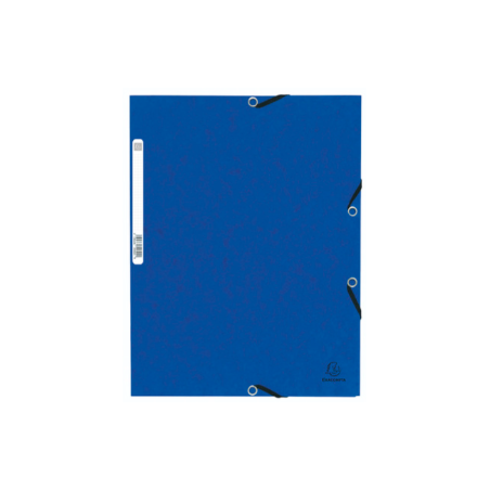 Chemise à élastiques Exacompta A4 en carton bleu 3 rabats pour classement et archivage scolaire et bureau