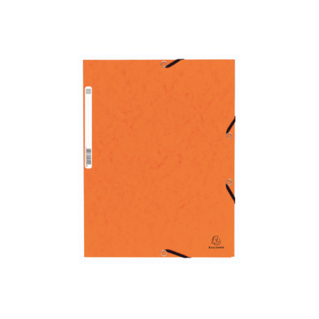 Chemise à élastique Exacompta A4 carton orange 3 rabats - classement et archivage bureau école rentrée