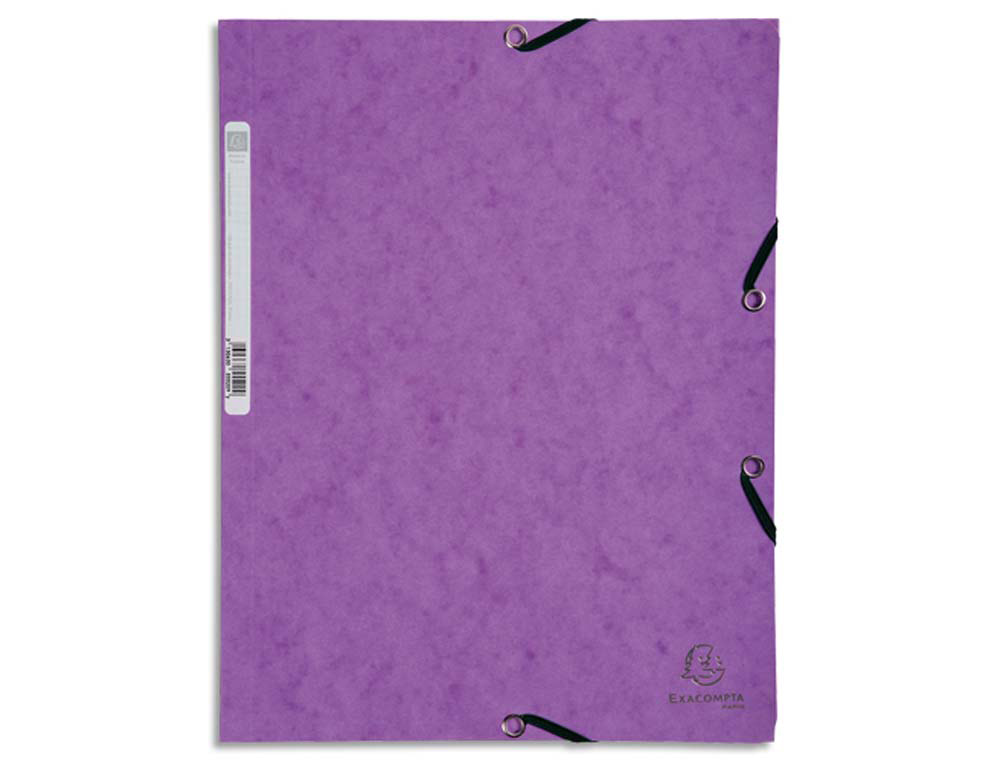 Chemise à élastique Exacompta A4 format 240x320 mm - carte lustrée 5/10e 400g violet avec 3 rabats pour classement et organisation