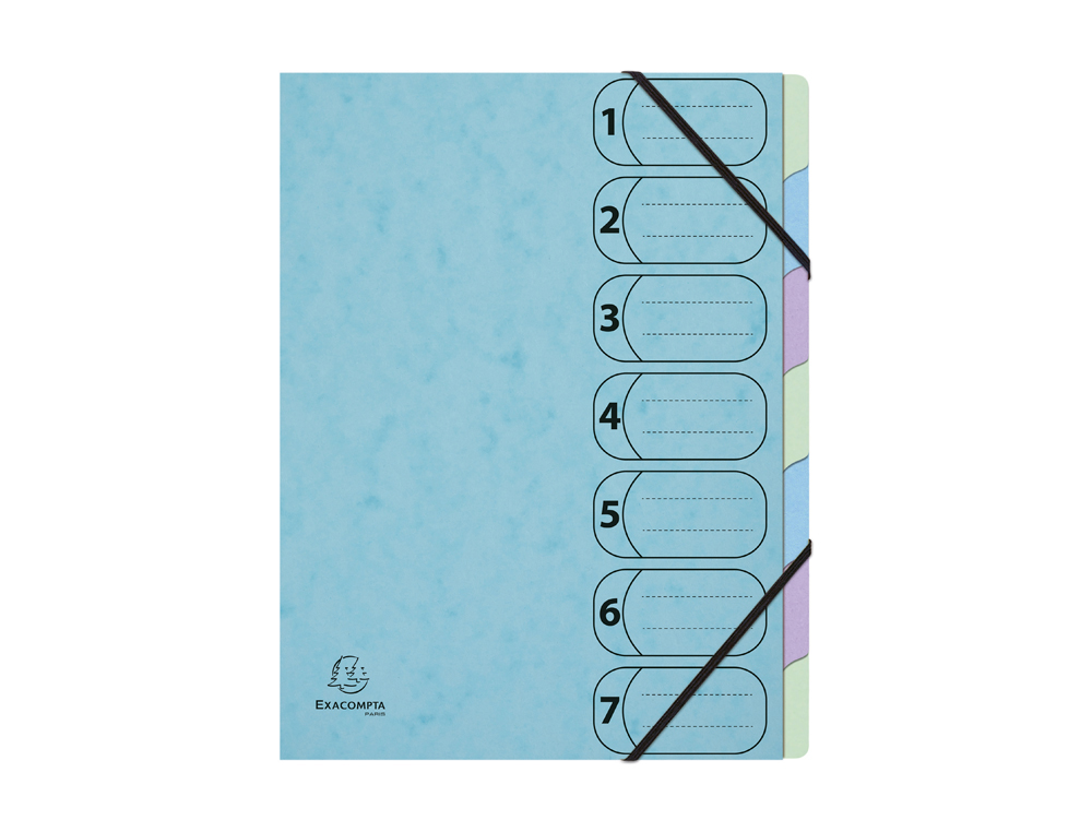 Trieur harmonika Exacompta Aquarel A4 7 compartiments fermeture élastique coloris assortis pour organisation bureau et scolaire