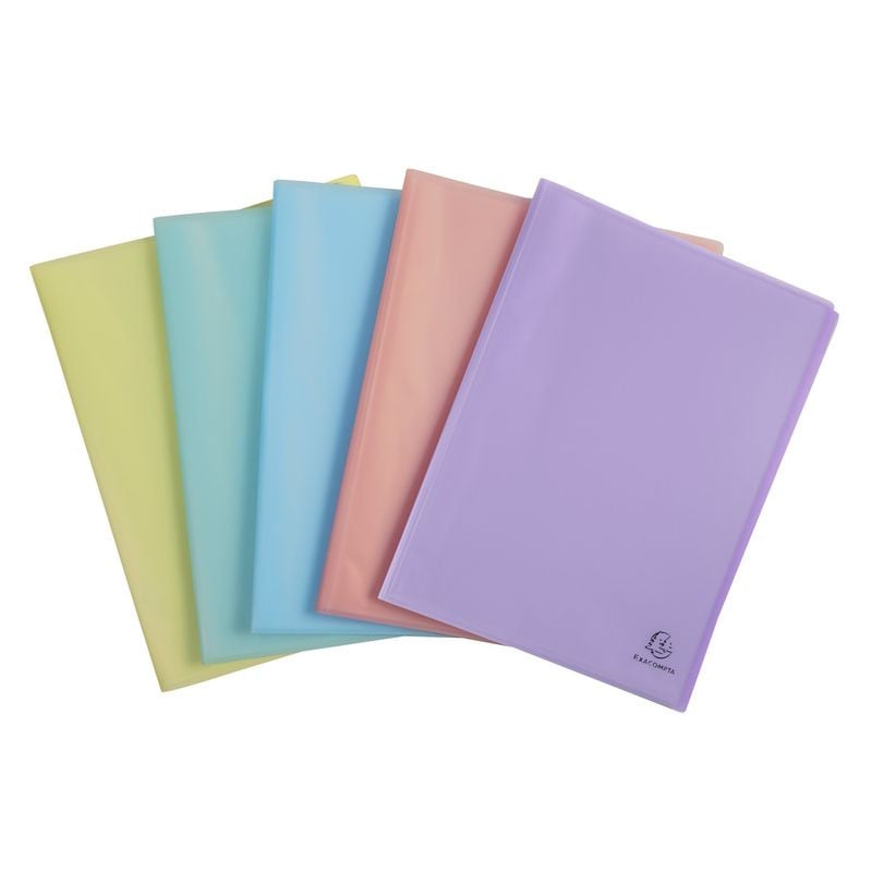 Protège-documents Exacompta Chromaline Pastel - 50 pochettes cristal lisse, 100 vues, pour A4, 24x32 cm, polypro recyclé, 5 couleurs
