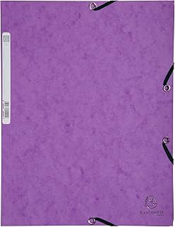 Chemises à élastiques Exacompta Réf. 55308E - 10 pochettes 3 rabats carte lustrée 355 g/m2 24x32 cm pour documents A4 couleur violine