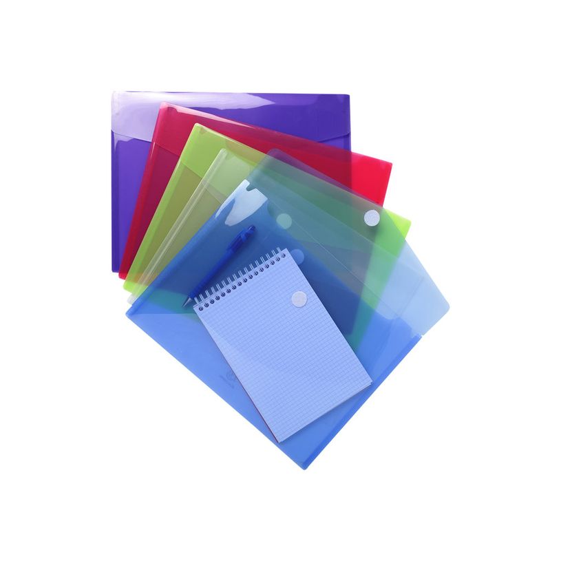 Exacompta - 5 Pochettes à scratch - A4 - couleurs assorties translucides