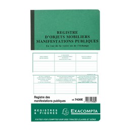 Registre d'Objets Mobiliers Exacompta 7430E - Piqûre 320 x 195 mm pour gestion et inventaire