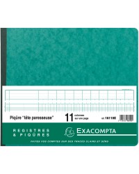 Registre Exacompta 16110E - Piqure Tête Paresseuse 11 Colonnes 80 Pages pour Organisation Bureau