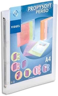 Classeur 4 anneaux Viquel A4 - Plastique personnalisable dos 3,5 cm incolore pour documents