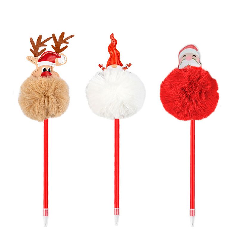 Stylo Pompon Noël Viquel - Peluche et PU Couleurs Assorties pour Écriture Festive