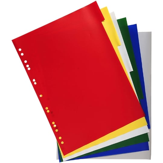 Intercalaires Polypropylène Souple 6 Positions - A4 Maxi - Couleurs Assorties pour Classement Document