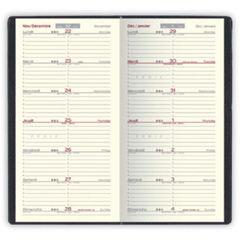 Agenda Classique Lecas - 1 semaine par page 9 x 17 cm - Pour organisation personnelle ou professionnelle