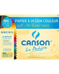 Papier dessin Canson Mi-Teintes 240x320 mm 160G - Couleurs vives pour arts plastiques et loisirs créatifs