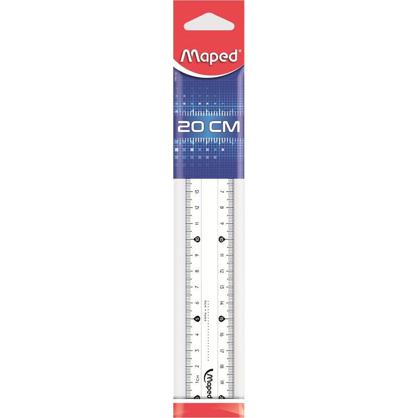 Règle plate Maped Essentials 146 - 20 cm - plastique translucide pour bureau et école