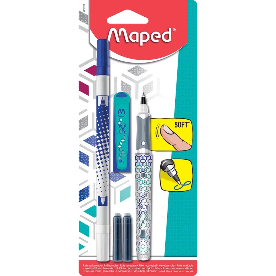 Roller Calligraphie Maped Calligraph'Peps Classic - 2 Cartouches + 1 Effaceur - Pour Écriture Créative