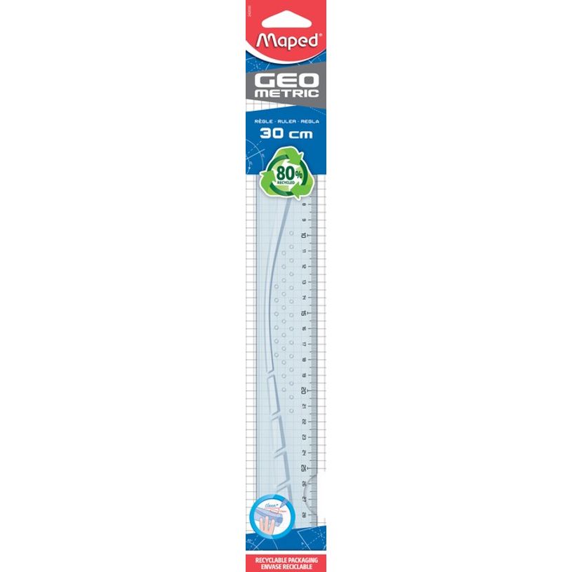 Règle plate Maped Geometric 300mm - Plastique pour usage scolaire et bureautique