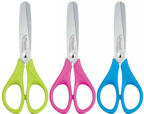 Ciseaux Start Bout Rond 12 cm MAPED - Lames Acier, Poignée Plastique, Coloris Aléatoire pour Écoliers