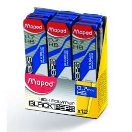 Mines pour porte-mines Maped BLACK'PEPS - 0,7 mm HB pour écriture et dessin scolaire