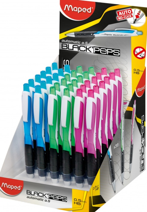Porte-mines Maped Black'Peps Long Life - 0,5 mm - avec gomme intégrée - pour écriture scolaire et bureau