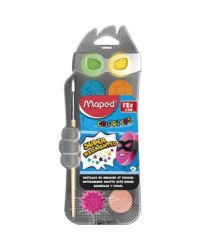 Pastilles Gouache Maped Color'Peps 12 godets - Peinture à l'eau pour loisirs créatifs et scolaires