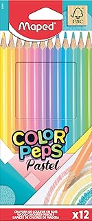 Crayons de Couleur Maped Color'Peps Pastels - 12 Couleurs Douces Triangulaires Ergonomiques - Pour Dessin et Loisirs Créatifs