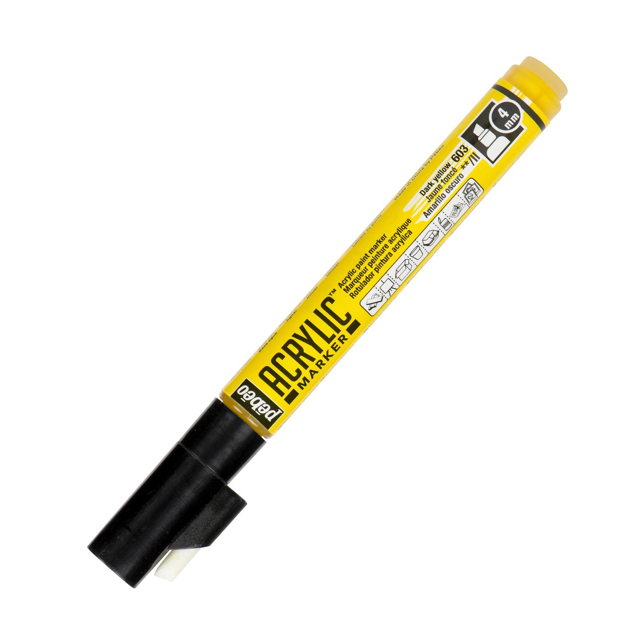 Marqueur peinture Pébéo Acrylic Marker - Pointe biseautée 4 mm, Pollen pour illustration et design