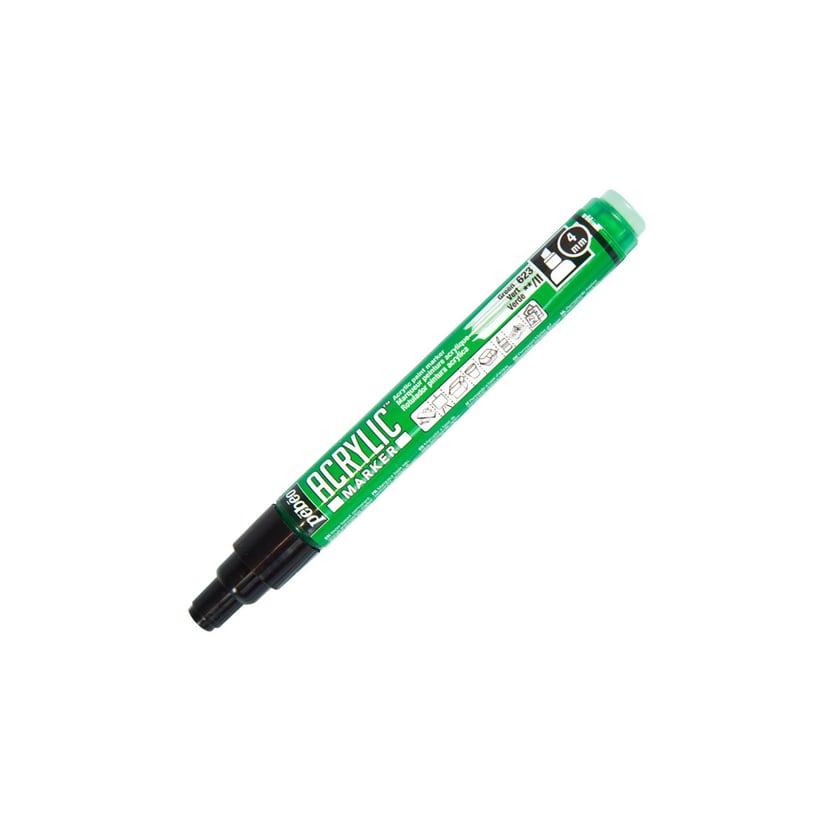Marqueur acrylique peinture Pébéo 201623 - Pointe biseautée 4 mm Vert - Pour dessin et décoration
