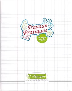 Cahier de Travaux Pratiques Calligraphe 18185C - 17x22 cm 64 Pages Grands Carreaux et Unies Papier 90 g Couverture Polypro Transparent