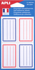 Etiquettes pour livres APLI rouge et bleu 36 x 56 mm lignées - fournitures scolaires pour organisation et classement