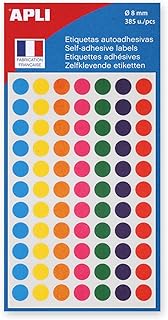 Gommettes Rondes Apli - Ø 8 mm, 385 Pastilles, Multicolores pour Loisirs Créatifs