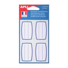 Étiquettes scolaires APLI 111934 - 32 pièces 33x53 mm Blanc/Bleu Coins arrondis pour cahiers et fournitures