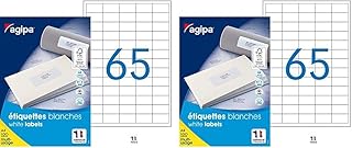 Étiquettes adhésives blanches Apli Agipa 6500 unités - 38 x 21,2 mm coins droits anti-bourrage pour bureau