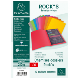 Chemises Exacompta ROCK'S 210g - Assorti 10 pièces pour organisation de documents