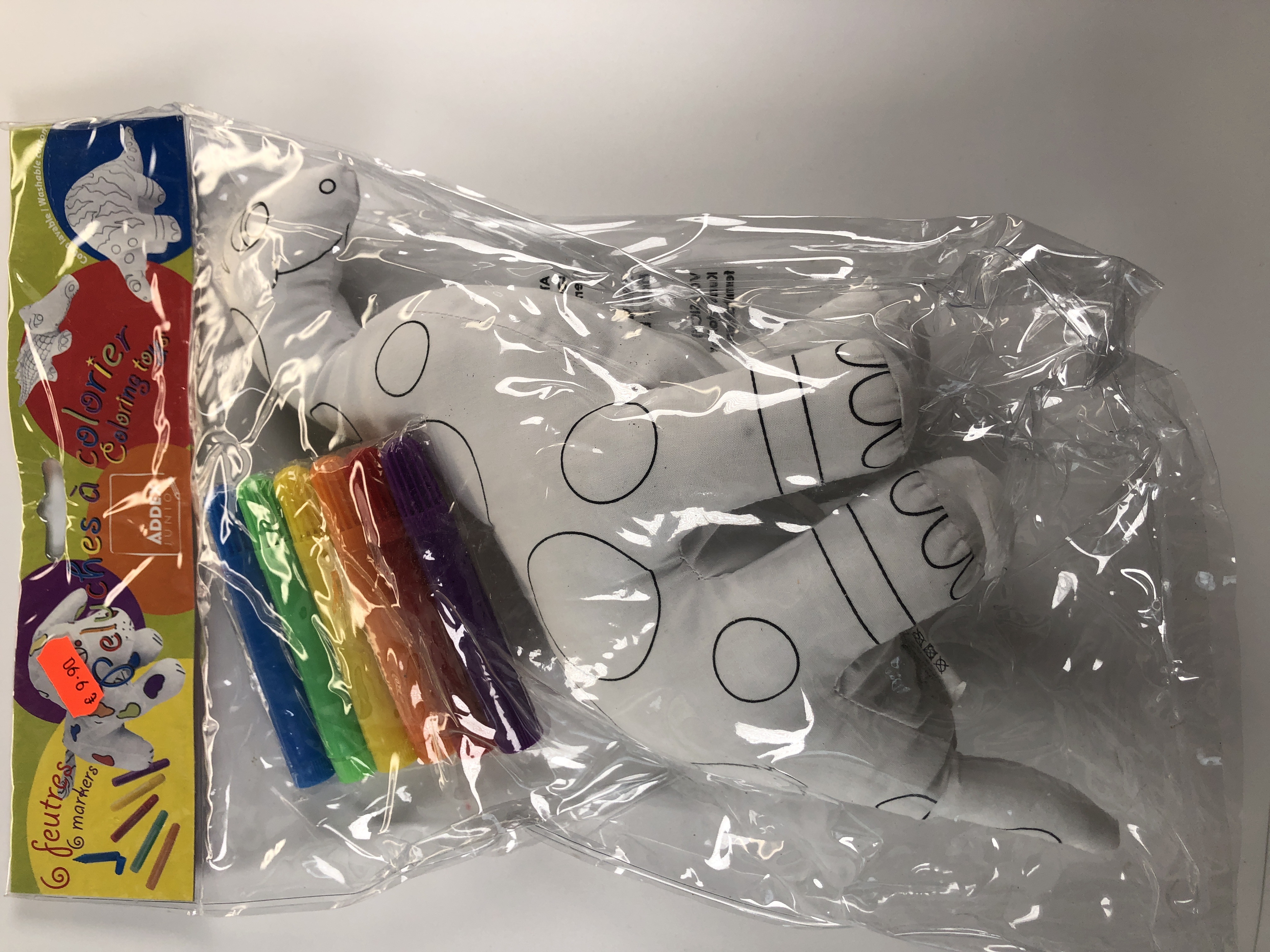 Peluche à colorier ADDEX Junior Tyrex - Jouet éducatif pour enfants, lavable et réutilisable