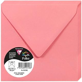 Enveloppes Pollen Clairefontaine 140x140 mm - Litchi - Lot de 20 pour correspondance et événements