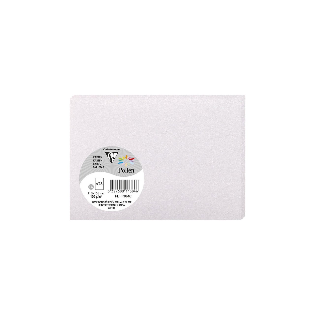 Cartes de Correspondance Pollen Rose Poudré Irisé 110x155 mm - 25 unités pour Invitations