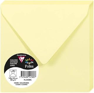 Enveloppes Pollen Clairefontaine 140x140 mm - Canari - Lot de 20 pour correspondance et événements