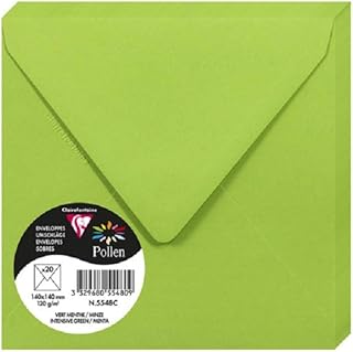 Enveloppes Pollen Clairefontaine 140x140 mm - Vert menthe - Lot de 20 pour correspondance et événements