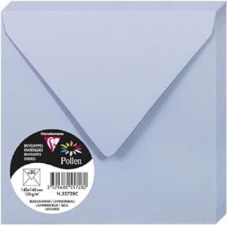 Enveloppes gommées Clairefontaine Pollen Bleu lavande - 20 unités 140x140 mm pour correspondance douce