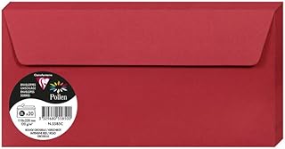 Lot 20 Enveloppes Auto-Adhésives Clairefontaine 5585C - Format DL 11x22cm 120g/m² Rouge Groseille - Invitation et Correspondance