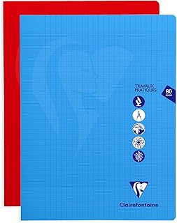 Cahier Agrafé Clairefontaine 303327C Mimesys - 24x32 cm 80 Pages Grands Carreaux 90 g Unies Blanches 125 g Polypro Transparent
