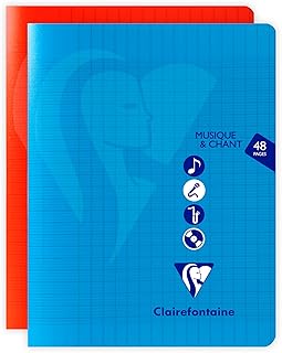 Cahier Clairefontaine Musique Chant - 17x22 cm 48 pages Polypro Grands carreaux Portées pour école