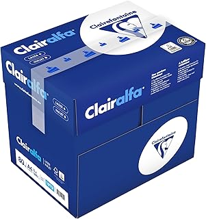 Papier A4 Clairefontaine Clairalfa 80 g/m² - 2500 feuilles, 5 ramettes de 500 feuilles, Blanc 171 CIE