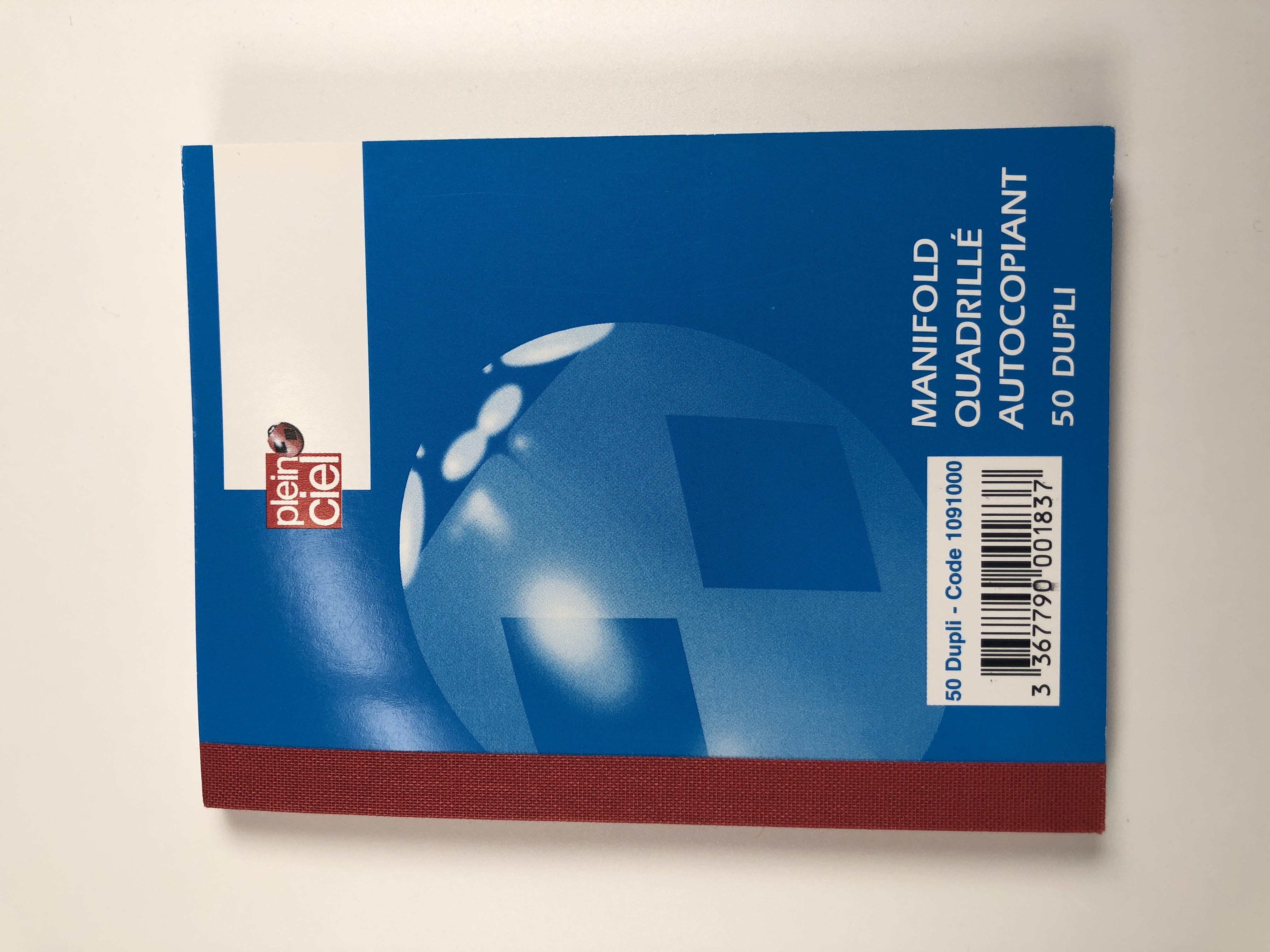 PLEIN CIEL Carnet Quadrillé 5x5mm - Format 10,5x14,8cm - 50 Feuilles Autocopiantes Dupli