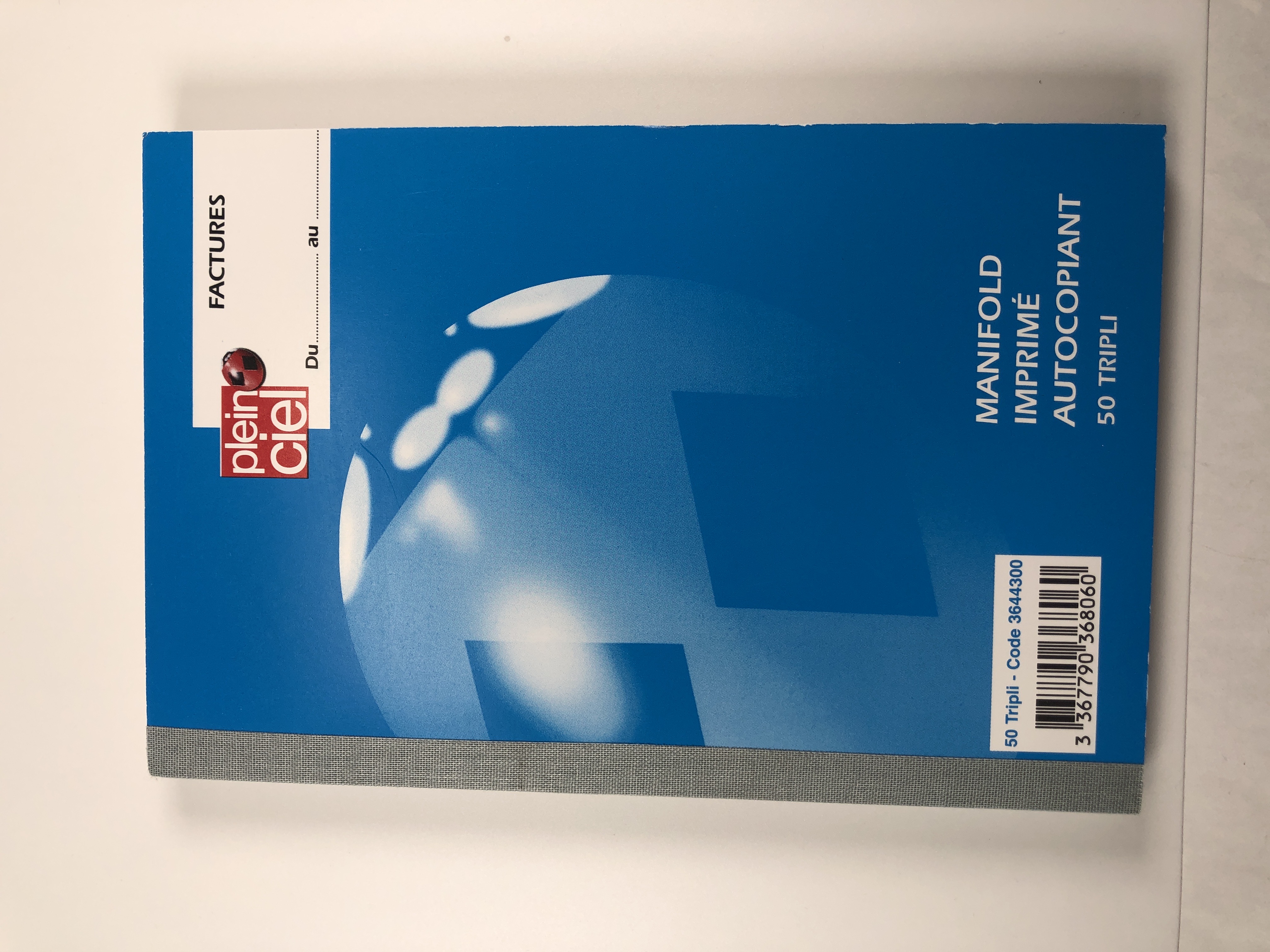PLEIN CIEL Carnet Texté Facture - Format 14,8x21cm - 50 Feuilles Autocopiantes Dupli