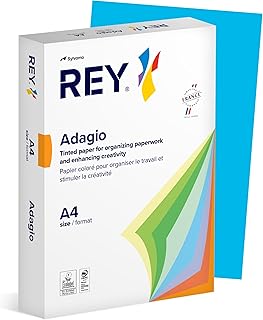 Papier Reprographique REY ADAGIO - Bleu Intense 80g A4 PEFC Ramette 500 Feuilles pour Imprimante