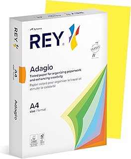 Papier Couleur Jaune Intense REY ADAGIO - A4 80g PEFC Ramette 500 Feuilles pour Impression et Bureau
