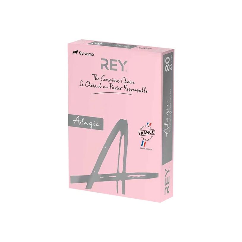 Ramette papier Rose A4 Rey Adagio - Papier couleur - A4 (210 x 297 mm) 80g 500 feuilles pour impression